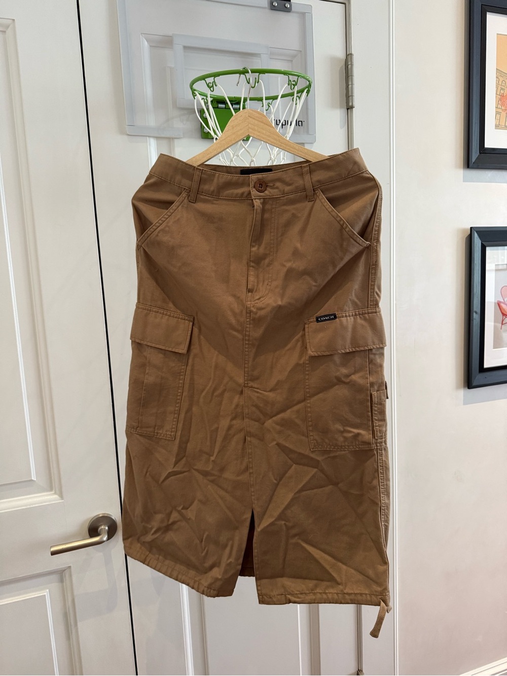 Coach Brown Cargo Midi Skirt with Front Slit